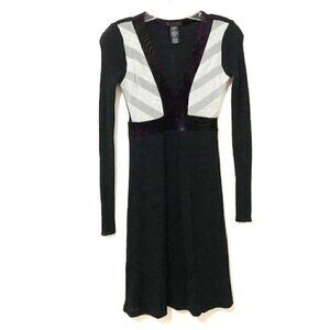 𝅺custo Barcelona Wool Blend Black Fitted Long Sleeve Dress